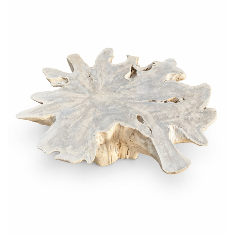 Table basse en bois de teck blanchi de style Mid-Century