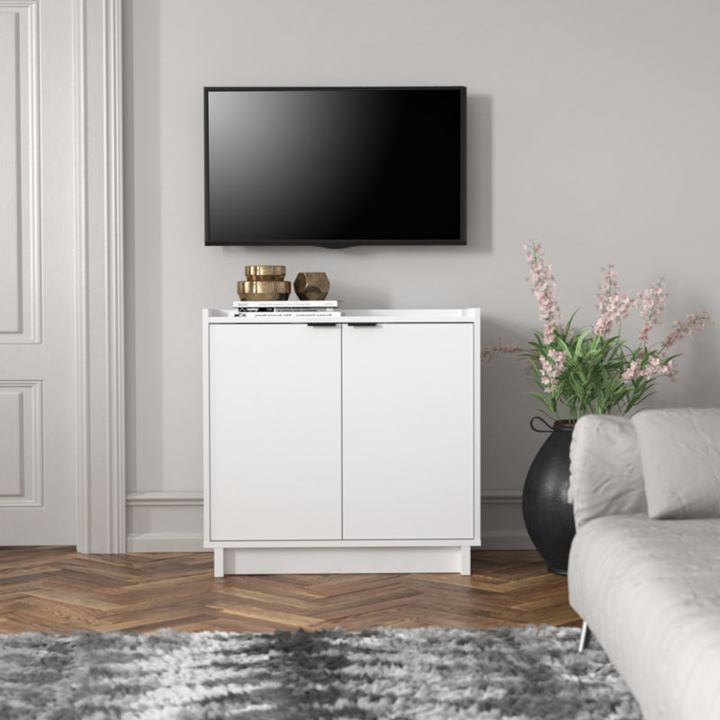 Oak Light Wood Living Room Cabinet with Adjustable Shelving
