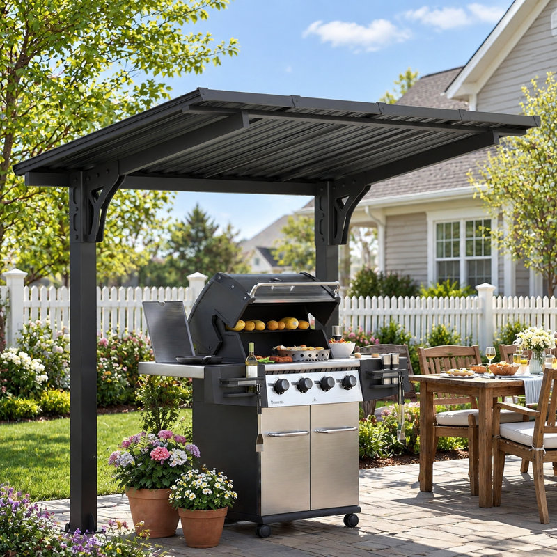 Pergola d'extérieur à toit rigide pour terrasse, 87" H x 100.92" W x 61.8" D