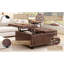 Carré brun surdimensionné en cuir brun avec construction, salon, grande table basse, compartiment de rangement-246538867