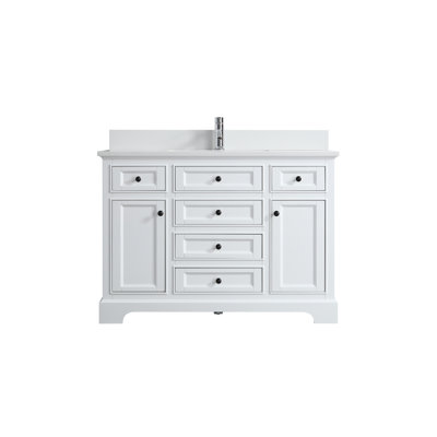 GEF 48 po L x 22 po P 2 portes et 6 tiroirs Meuble-lavabo avec évier simple et Comptoir en Quartz blanc