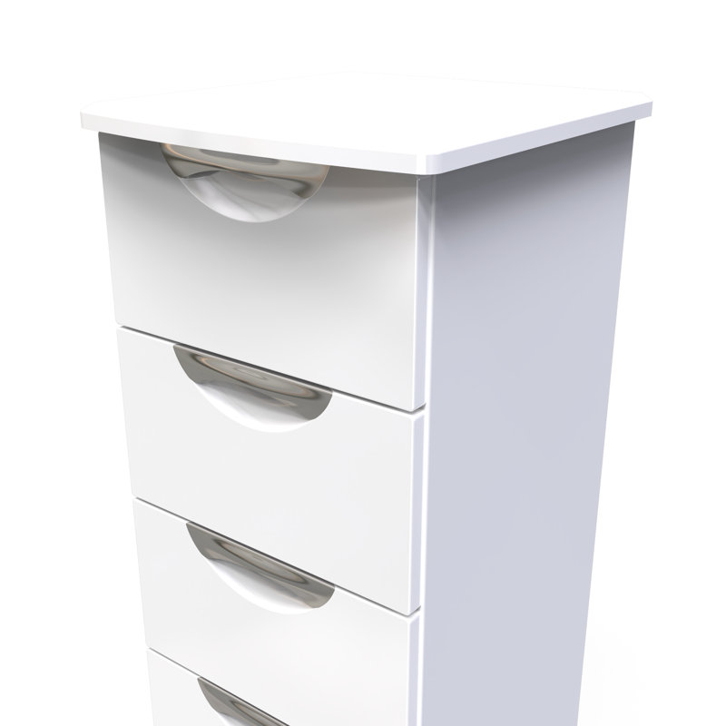 Fully Assembled Leodis 4 - Drawer Chest of Drawers, White Gloss