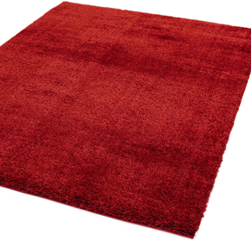 Natonia Shiny Shaggy Red Area Rug, Rectangle 80 x 150cm