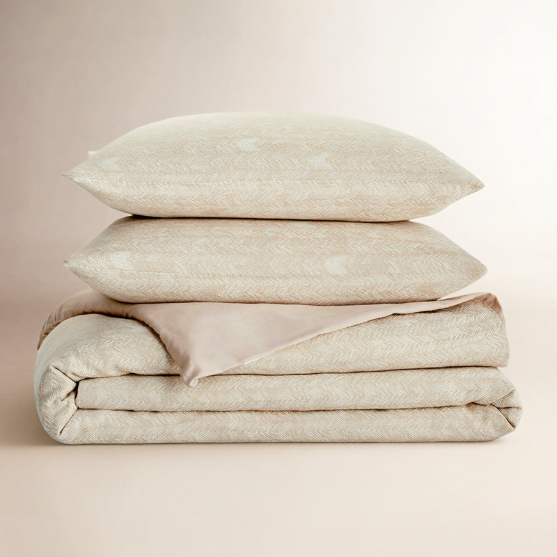 Colwell Tasmin 100% Cotton Embroidered Duvet, Queen Duvet Cover, Beige