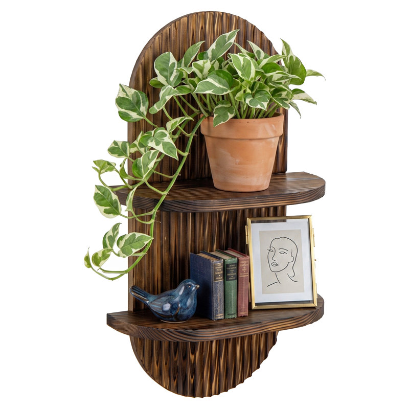 2-Tier Wall-Mounted Solid Wood Floating Shelves