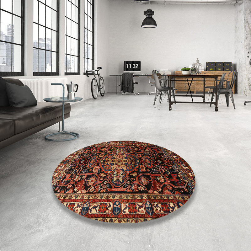 Tapis rouge à motif sud-ouest, Rond 7 pi