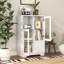 Armoire peinte en panneau de fibres à densité moyenne avec portes et tiroir en verre, espace de rangement ouvert, blanc, chambre à coucher, salon