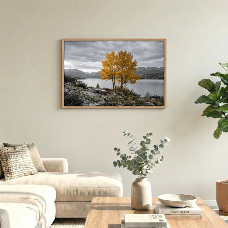Ensemble de 1 tableau sur toile représentant un paysage d'automne, H 24 po x l 36 po, Naturel