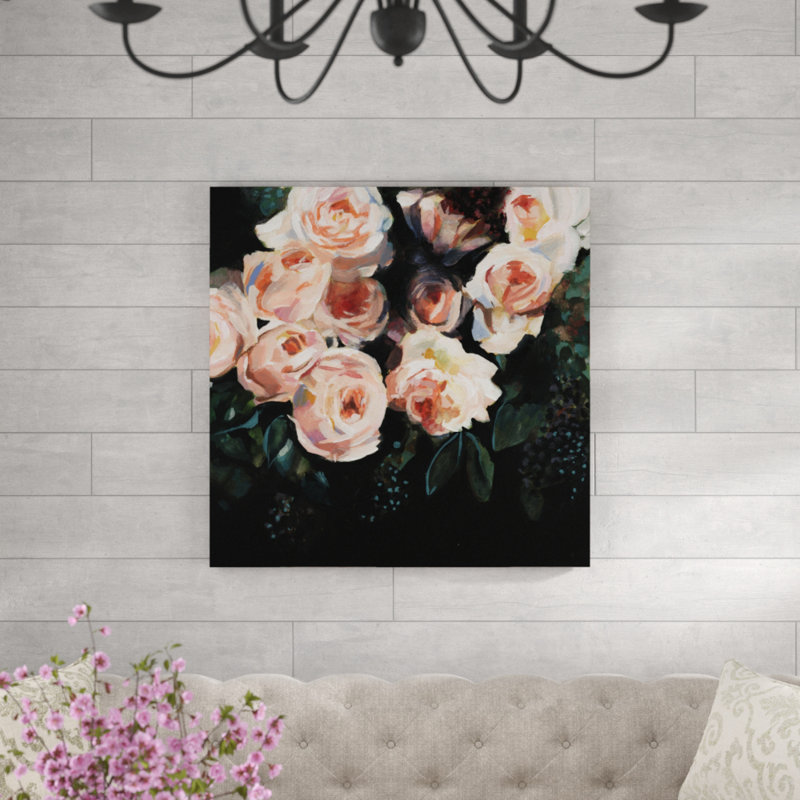 Peachy Blooms I by Victoria Borges - Wrapped Canvas Painting, 91cm H x 91cm W