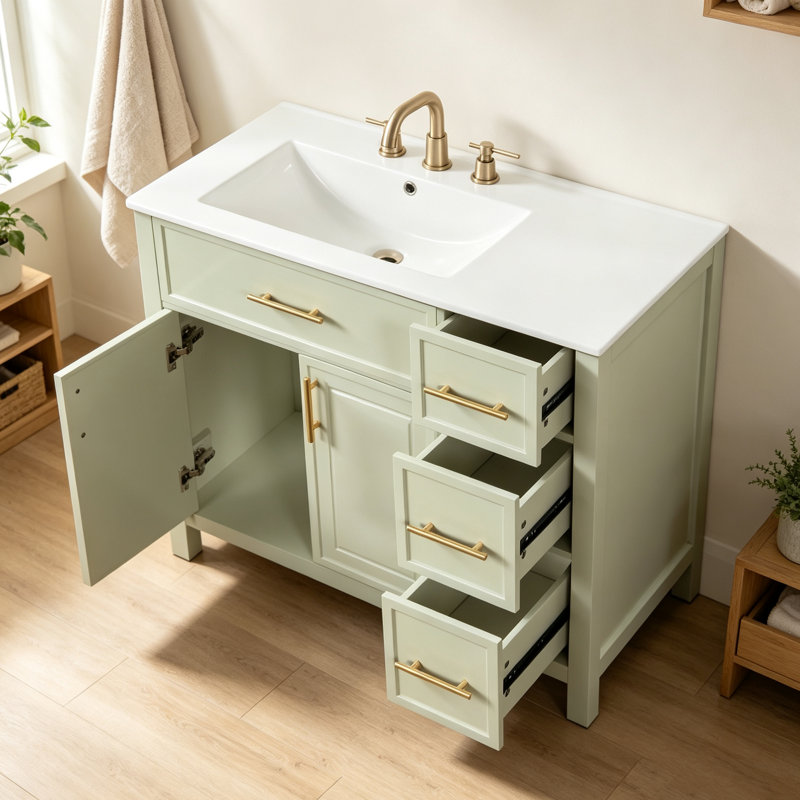 Ensemble de meuble-lavabo autoportant 36 po avec comptoir en céramique 36 po, Blanc