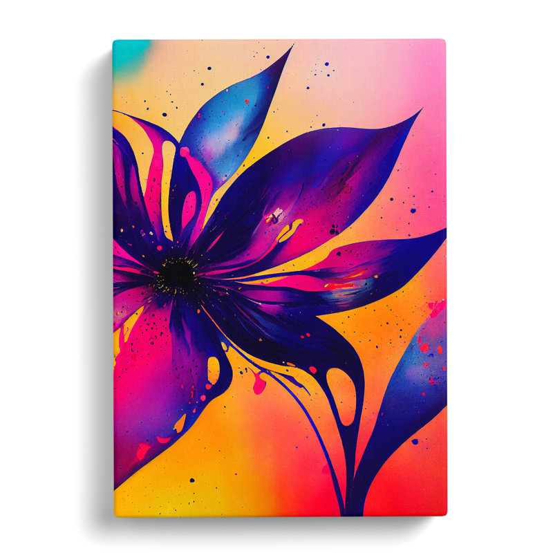 Paint Splash Flowers No.4 Abstract - Wrapped Canvas Print, 50cm H x 35cm W x 3cm D