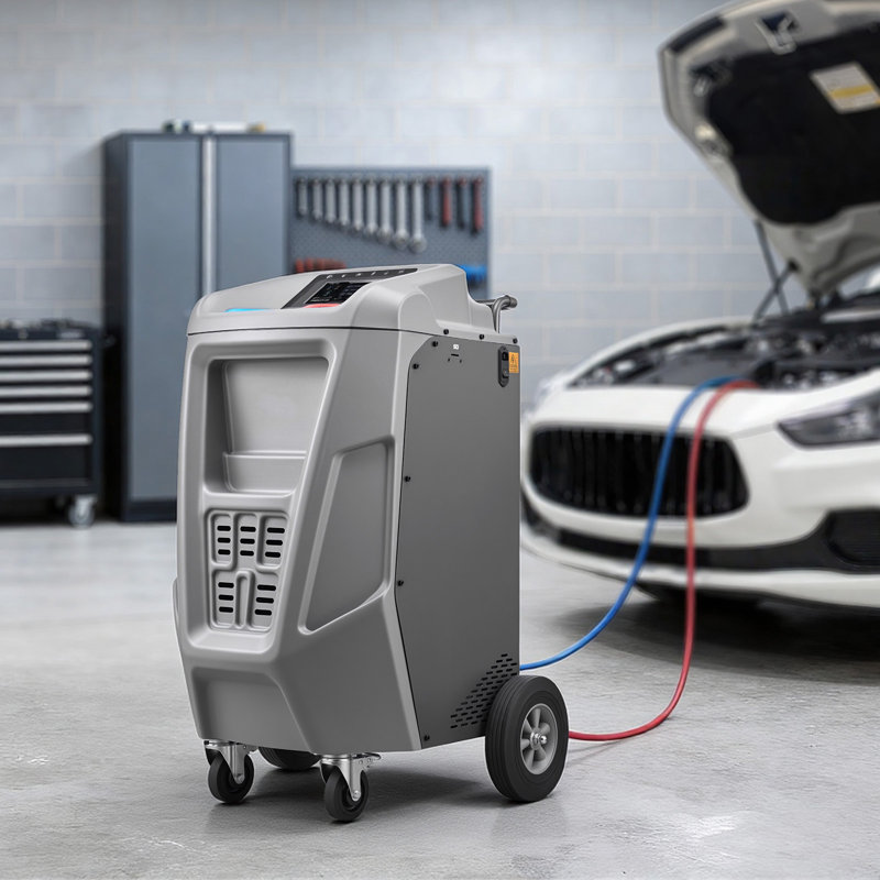 Machine de récupération de réfrigérant entièrement automatique pour 1234yf,> 98,5% de précision, écran tactile de 7 pouces, récupération CA, aspirateur et machine de recharge pour les systèmes de climatisation automobile standard et haute tension