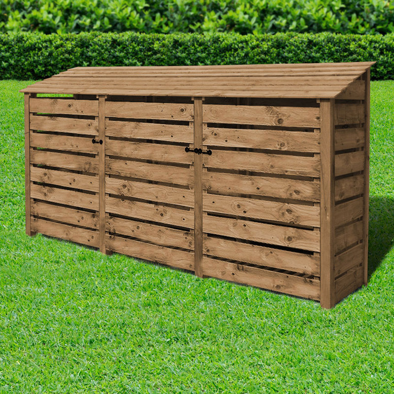 Urbanna 340cm W x 80cm D Solid Wood Log Store, Rustic Brown