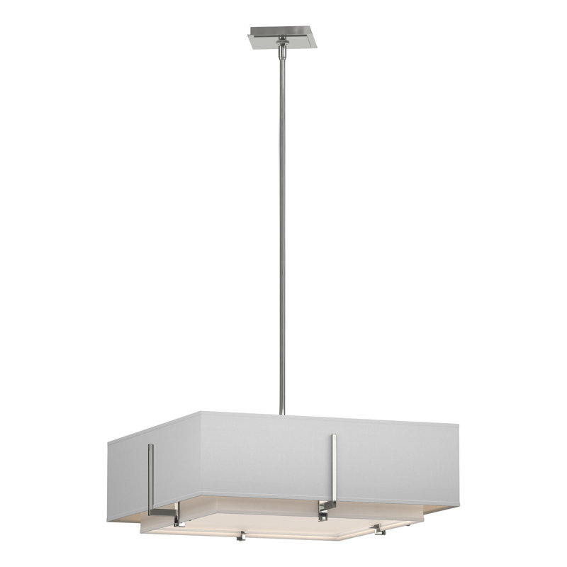 Exos 4 - Light Unique Square Pendant, Natural Anna Shade, Sterling, Medium