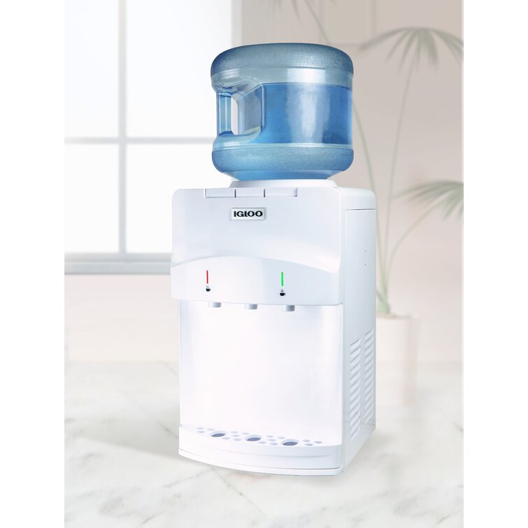 Igloo Countertop Room Temperature-Cold and Hot Top Loading Water Dispenser, White