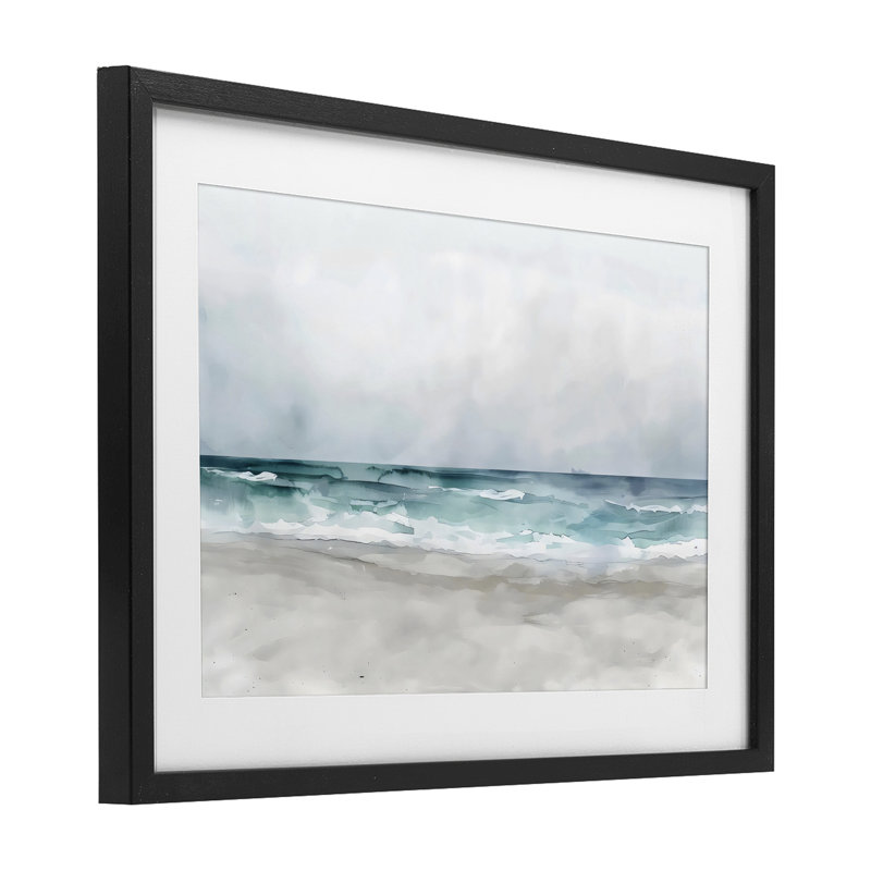 Aquarelle abstraite aquarelle encadrée sous verre, design par LSR Design Studio, H 14 po x l 20 po, Cadre noir minuit