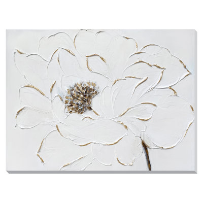 Art mural ivoire sur pivoine texturée - 24 po x 32 po