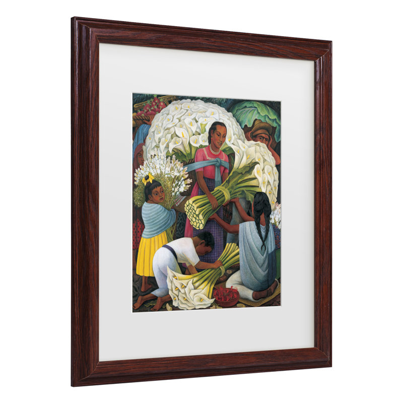 Diego Rivera «The Flower Vendor», art encadré mat, H 16,75 po x l 13,75 po x P 0,75 po, Brun