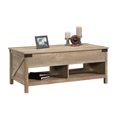 Table basse à plateau relevable, finition brune