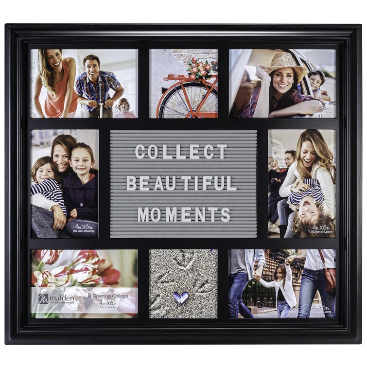 Melannco 7-Opening Letterboard Photo Collage Frame, Black