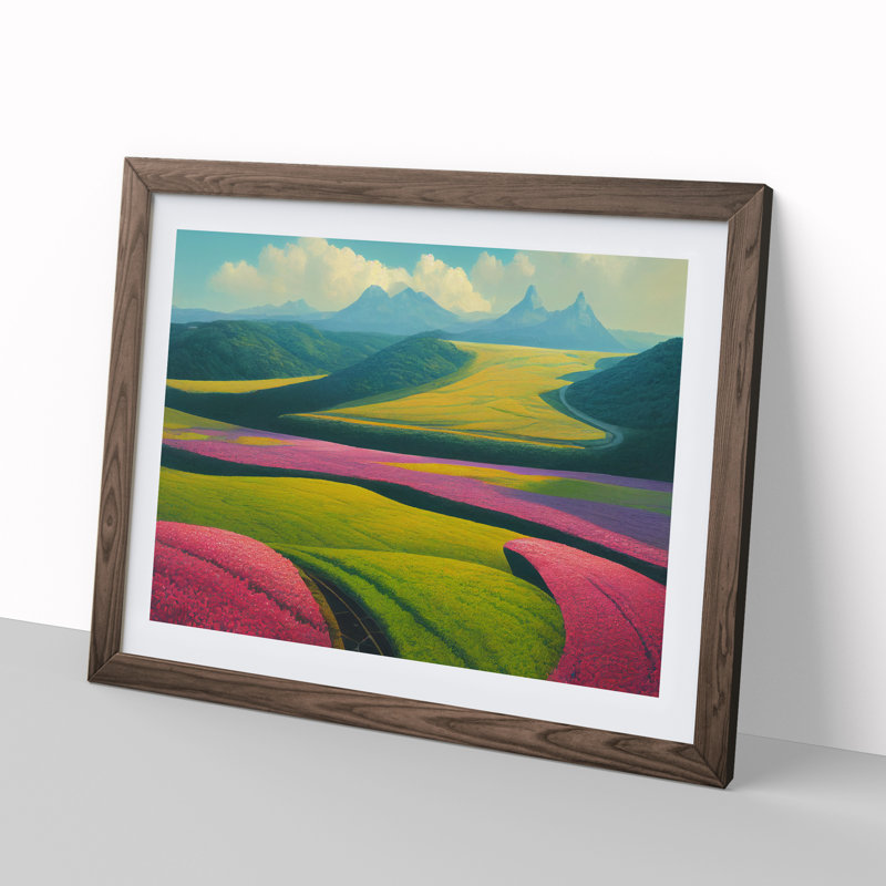 XH1022-7180X Pretty Spring Meadow Landscape Vol.1 1 Piece Single Picture Frame Wall Art, 46cm H x 64cm W, Beige