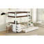 Lit superposé Twintwin avec bureau, rangement blanc et noyer