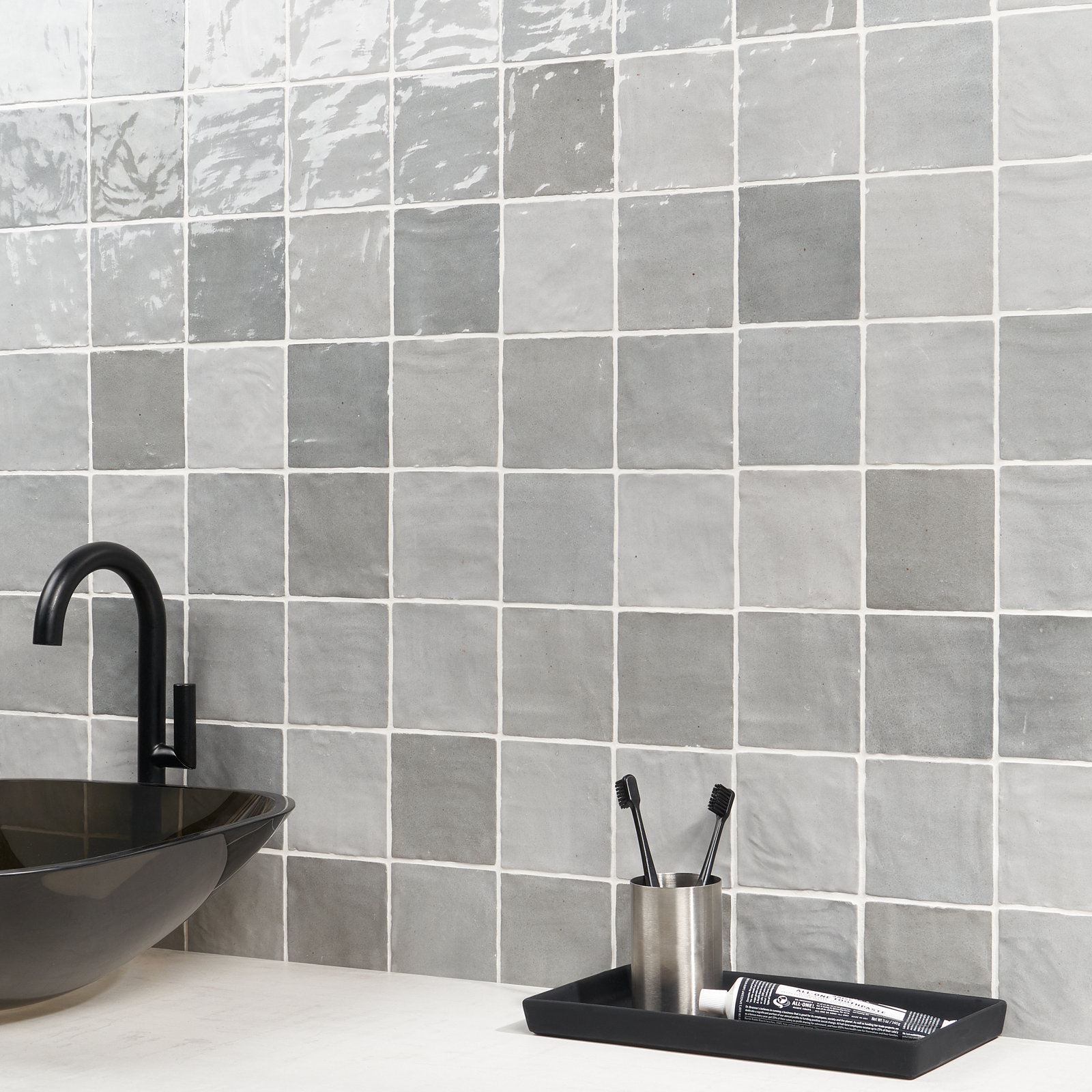 Karma 4" x 4" Ceramic Wall Tile, Gray