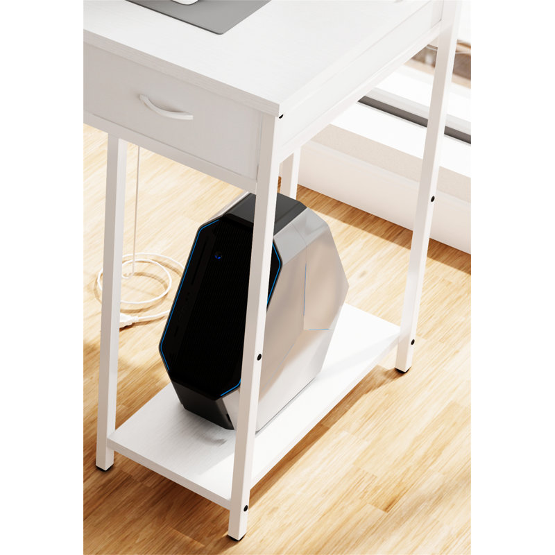 Bureau d'ordinateur 47 "avec prise de courant, Blanc