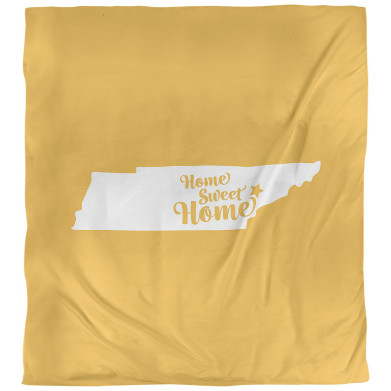 Housse de couette réversible simple Home Sweet Knoxville, Polyester brossé, Housse de couette pour très grand lit, Jaune