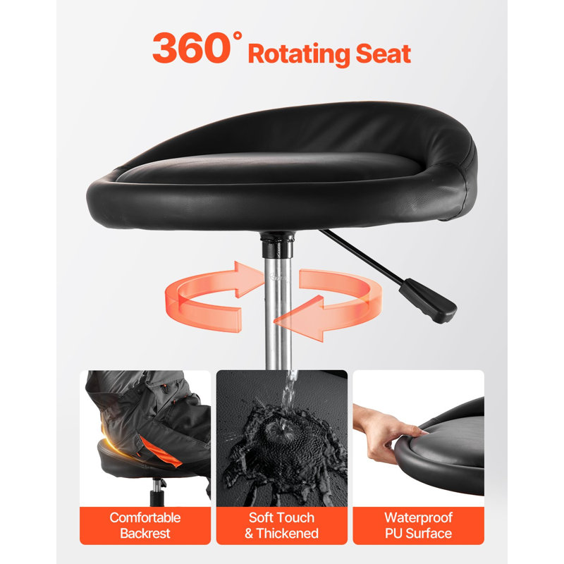 Rolling Shop Stool, Heavy-Duty Pneumatic Garage Seat with 300 lbs Capacity, Adjustable Height Roller Creeper Seat, 360° Swivel Padded Workshop Stool with Casters, for Garage, Shop & Auto Repair