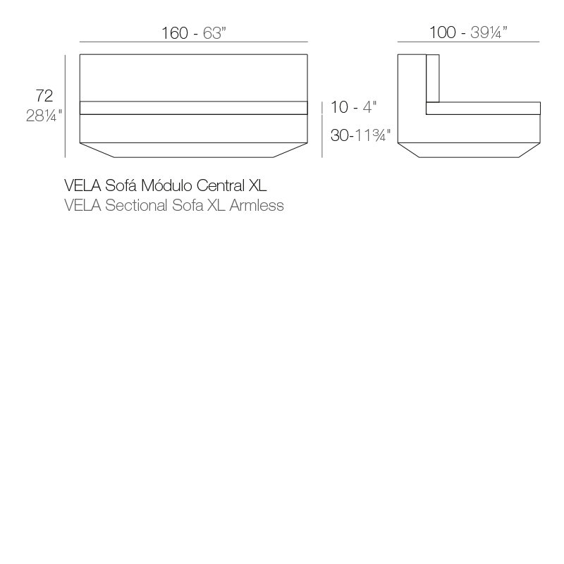 Vela - Canapé modulaire sans accoudoirs XL - Basic, Bronze