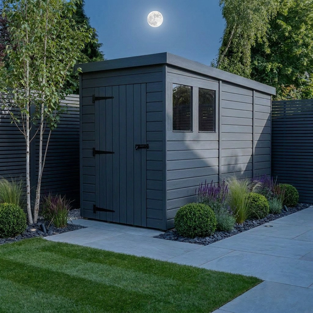 Total Sheds 4ft x 9ft Composite Pent Garden Shed - Single Door - With Windows - EPDM Rubber Roof - UK Manufactured