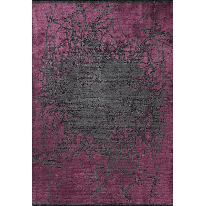 Rapture Pink/Gray Luxury Area Rug, Rectangle 7'10" x 9'10"