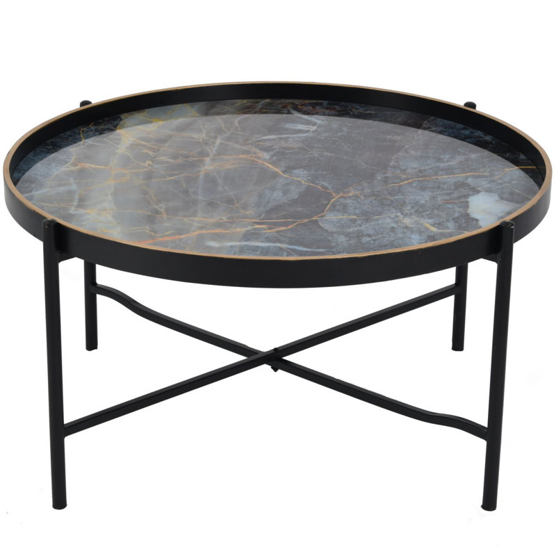 Monochrome Coffee Tray Table, Black Top/Black Base