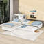 Lit plateforme simple et simple en bois avec lit gigogne, tablettes et 2 tiroirs-127888717