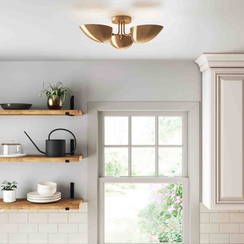Lateisha Semi Flush Mount, Vintaged Brass, Vintaged Brass