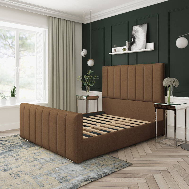Upholstered Wool Platform Bed, Single (3'), Mink