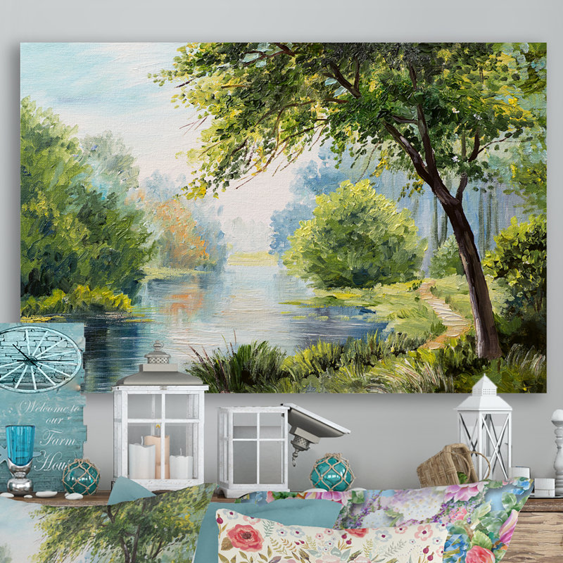 «Spring River Landscape», reproduction d'art sur toile, H 8 po x l 12 po x P 1 po, Toile tendue