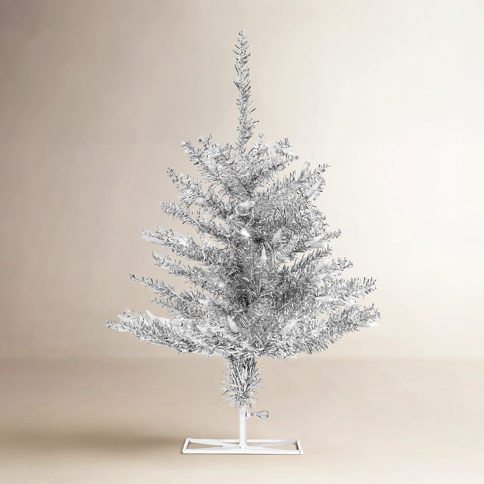 Silver 2' Pre-Lit Christmas Tree