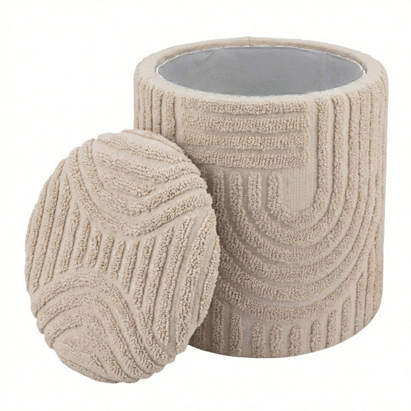 Repose-pieds rond avec rangement Modern, Repose-pieds moderne avec rangement - beige