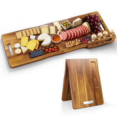Large foldable acacia wood cheese board