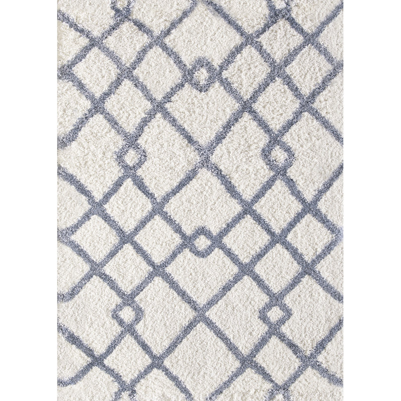 Tapis ivoire / bleu Carrasquillo, Rectangle 2 pi 7 po x 5 pi