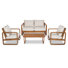 Ensemble de conversation d'extérieur en bois d'acacia pour 4 personnes Nordia avec coussins hydrofuges