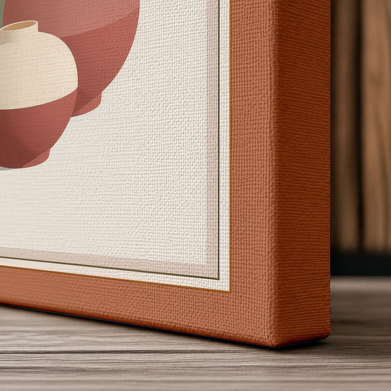 Vessels and Blooms Minimalist - Wrapped Canvas, 18x12 - 45.7 x 30.5 cm, Terracotta Border
