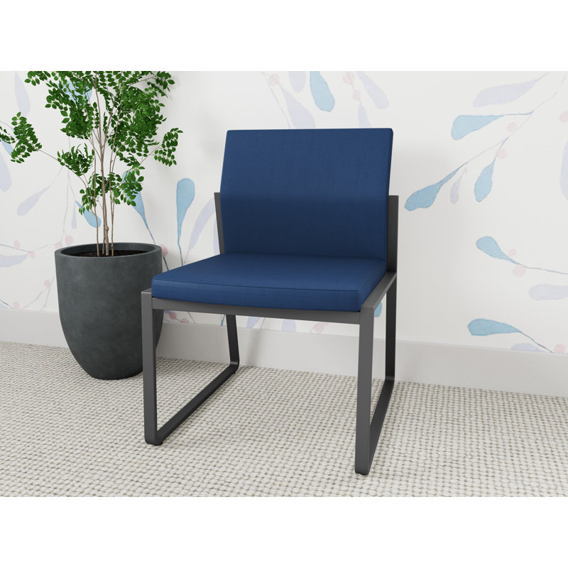 Chaise d'invité sans accoudoirs Gansett, Anthracite, Vinyle bleu Patriot Plus Imperial