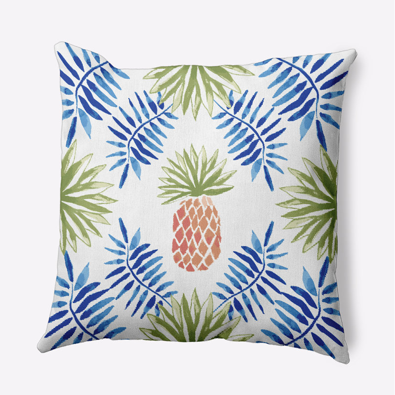 Housse et insert de coussin carré tropical Tropical Resort, Bleu, 20 po x 20 po
