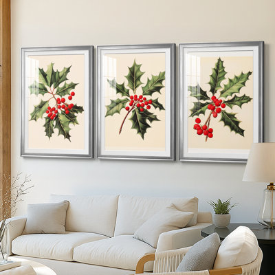 Art des Fêtes de Noël - série 2 - CCXLIV - reproduction encadrée de qualité supérieure sur mesure mat - 3 pièces