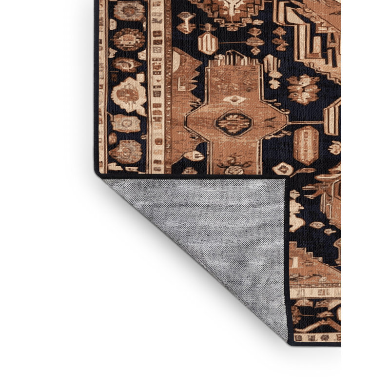 Tapis brun lavable à la machine, Rond 5 pi