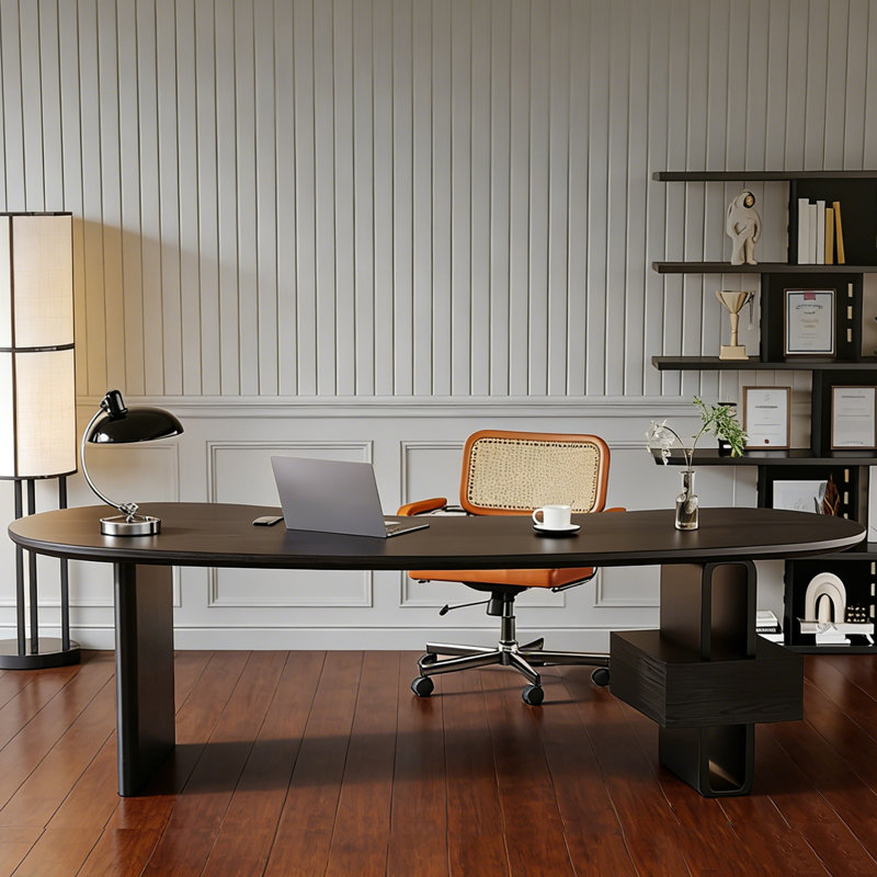 Bureau simple en forme d'arc, H 28,74 po x l 86,61 po x P 30,31 po