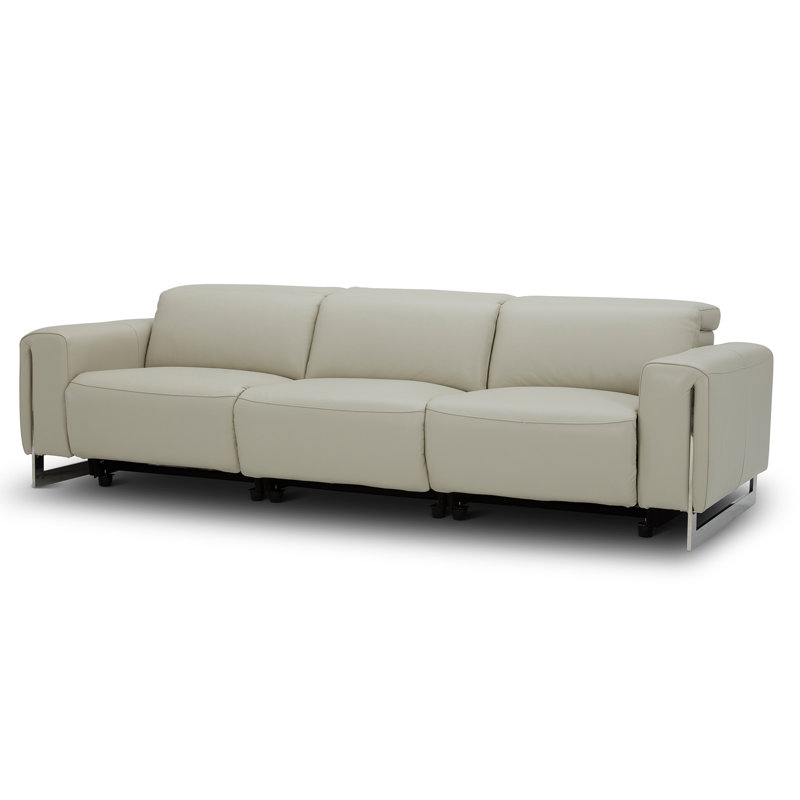 Canapé inclinable électrique moderne en cuir fleur moderne, design modulaire., Fumée, 40.5" H x 111.75" W x 43" D